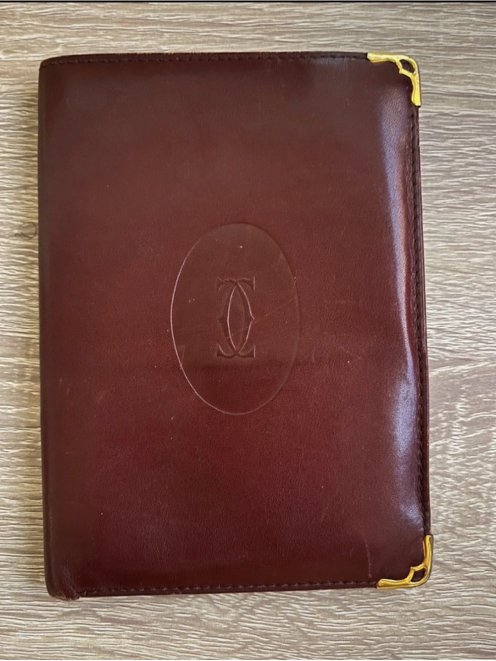Vintage Cartier Must de Cartier Burgundy Leather Wallet – Gold Corner Accents